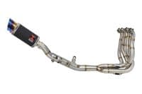 Ninja H2 SX 2018 - 2024 Race De-cat Exhaust System 200 mm Round Blue Tip Black Stainless Silencer