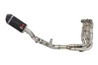 Ninja H2 SX 2018 - 2024 Race De-cat Exhaust System 200mm Oval Black  Stainless Carbon Tip Silencer