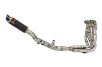 Ninja H2 SX 2018 - 2024 Race De-cat Exhaust System 230 mm GP Round Blue Tip Carbon Silencer