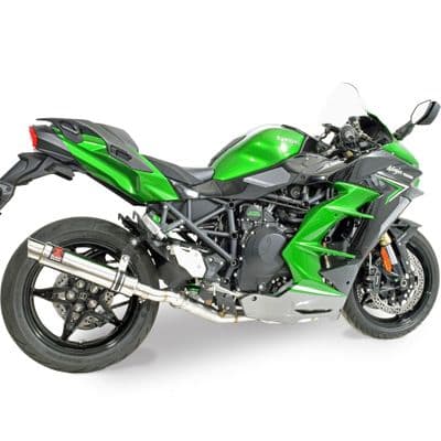 Ninja H2 SX SE 2022 - 2025 Race De-cat Exhaust System 350mm GP Round Stainless Silencer