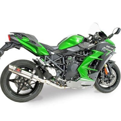 Ninja H2 SX SE 2022 - 2026 Race De-cat Exhaust System 360mm GP Round Stainless Silencer