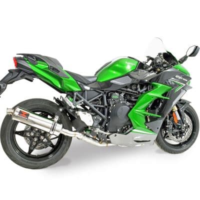 Ninja H2 SX SE 2022 - 2026 Race De-cat Exhaust System 400mm Oval Stainless Silencer