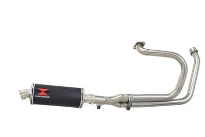 NTV600 NTV650 REVERE 1988-1998 Exhaust System with 300mm Oval Black Stainless Silencer