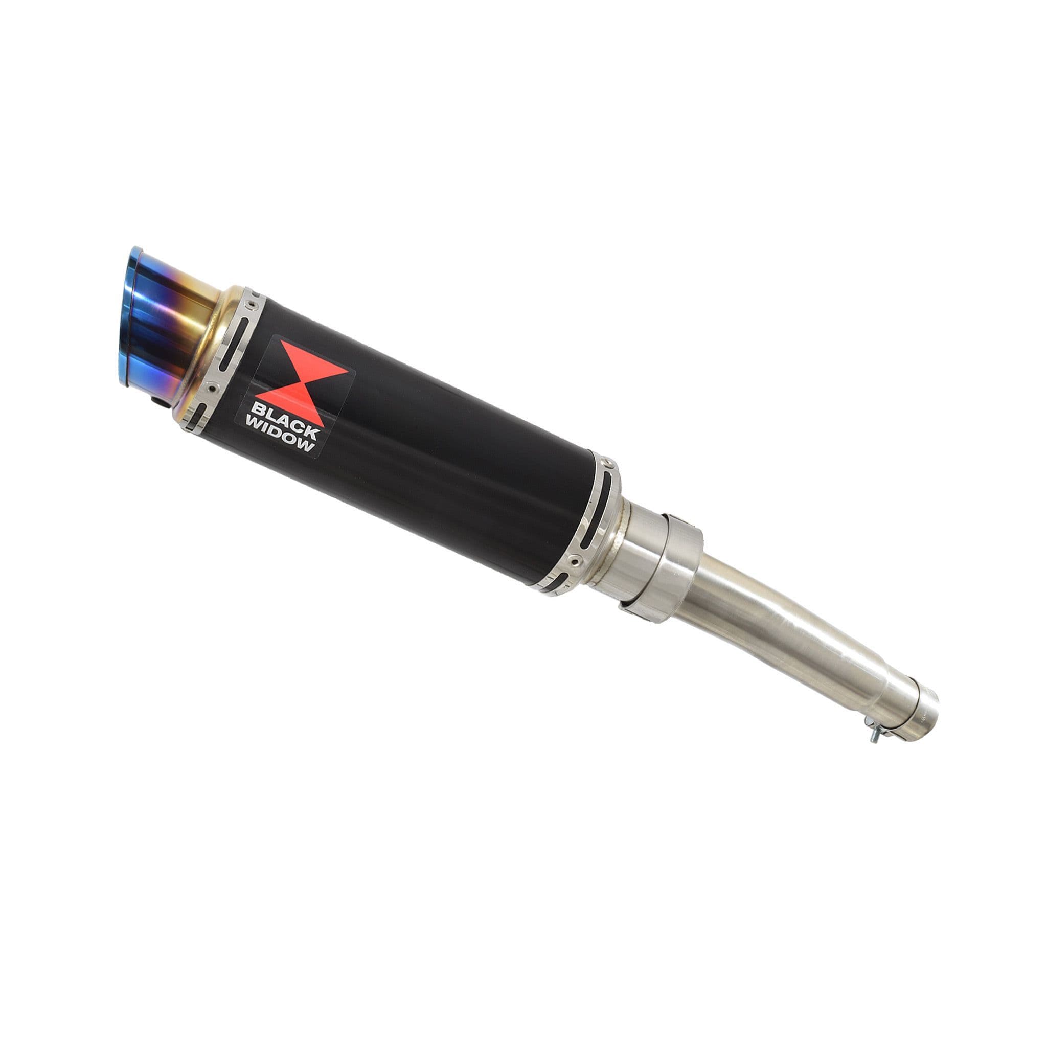 PM-01 125 Exhaust 230mm GP Round Blue Tip Black Stainless Silencer Kit