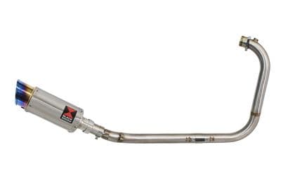 Royal Enfield Himalayan 411 2016 - 2024 Full Exhaust System 200mm Round Blue Tip Stainless Silencer