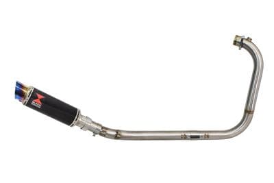 Royal Enfield Himalayan 411 2016 - 2024 Full Exhaust System 230mm GP Round Blue Tip Black Silencer