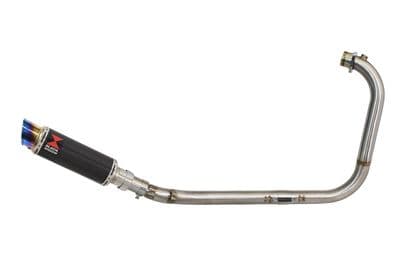 Royal Enfield Himalayan 411 2016 - 2024 Full Exhaust System 230mm GP Round Blue Tip Carbon Silencer