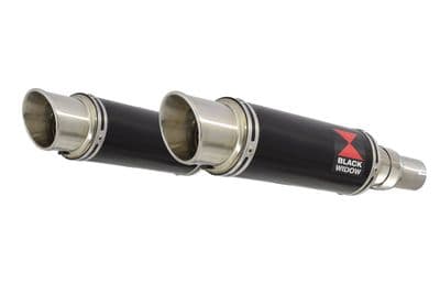 Royal Enfield Shotgun 650 Exhaust Silencers 230mm GP Round Black Stainless