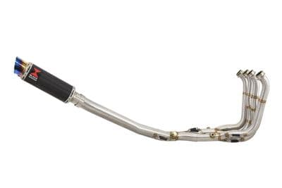 S1000RR 2010 - 2014 Performance De Cat Exhaust System 230mm Round Carbon + Blue Tip Silencer