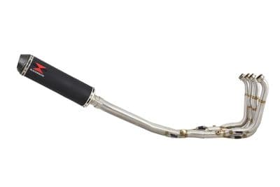 S1000RR 2010 - 2014 Performance De Cat Exhaust System 370mm Round Black Steel + Carbon Tip Silencer