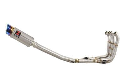S1000RR 2015  2016 Performance De Cat Exhaust System 200mm Round Stainless + Blue Tip Silencer