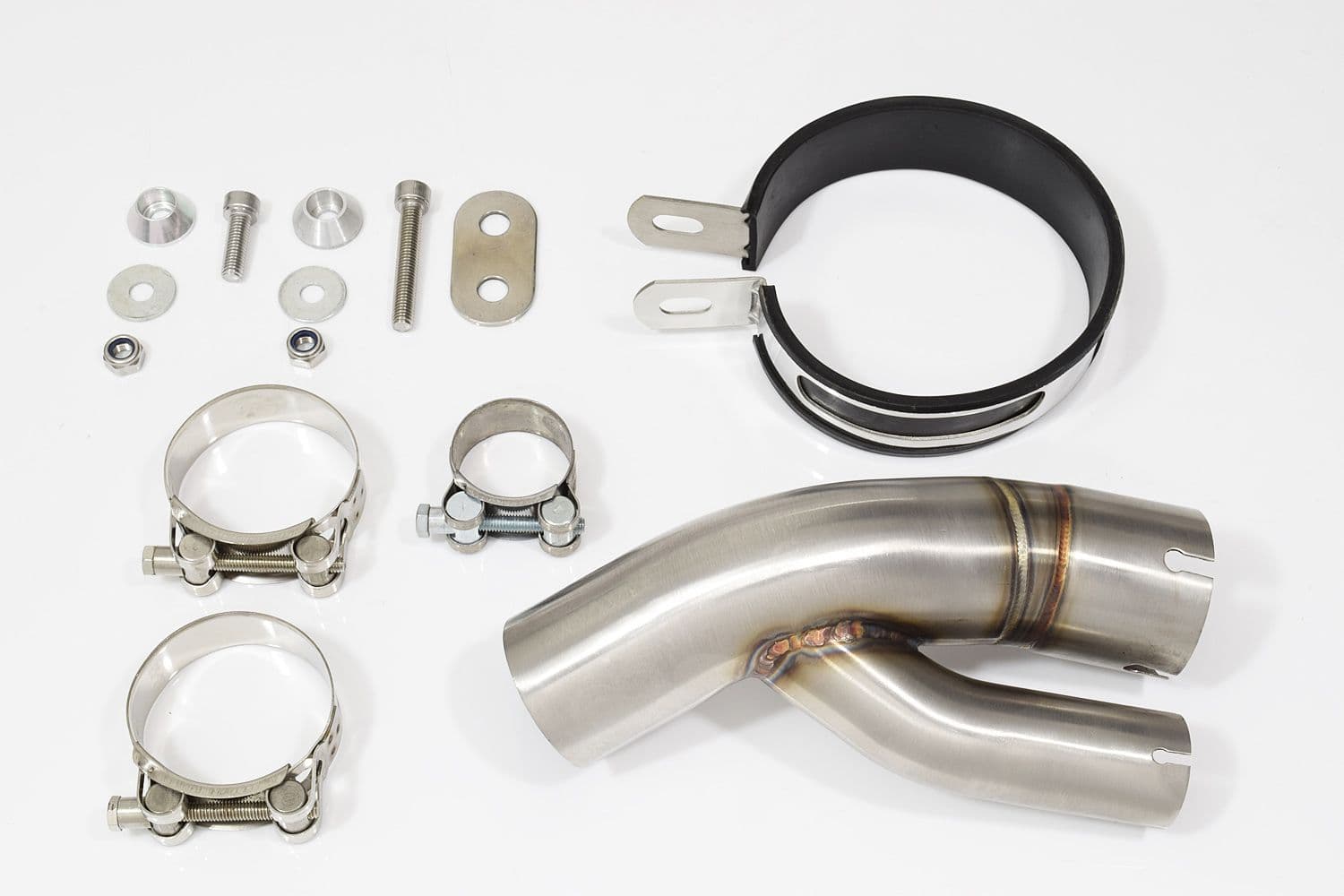 S1000XR 2015 - 2019 Exhaust Link Pipe 200mm Round Carbon Blue Tip