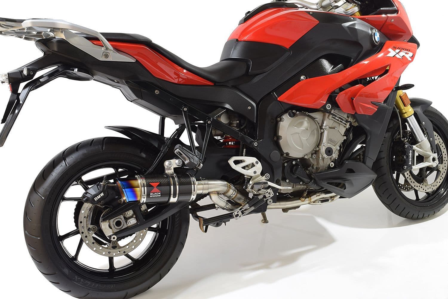 S1000XR 2015 - 2019 Exhaust Link Pipe 200mm Round Carbon Blue Tip