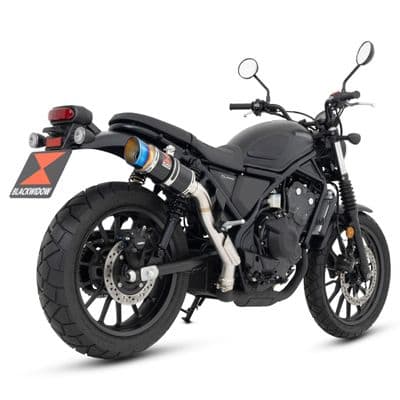 SCL500 CL500 Scrambler 2023 - 2025 Exhaust 200 mm Round Blue Tip Black Stainless Silencer