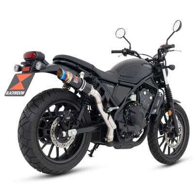 SCL500 CL500 Scrambler 2023 - 2025 Exhaust 230 mm Round GP Black Stainless Steel Blue Tip Silencer