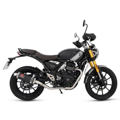 Scrambler 400 X 2024 - 2026 Exhaust Full System 300 mm Oval Black Stainless Steel Silencer