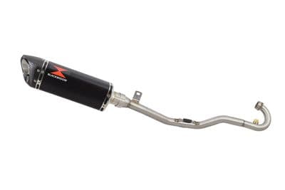 Sinnis Apache 125 2008-2021 Exhaust System + 300mm Tri-Oval Black Stainless Carbon Tip Silencer
