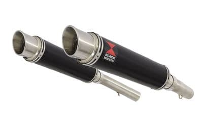 SL1000 Falco 99-05 Exhaust Silencers 350mm Round GP Style Black Stainless