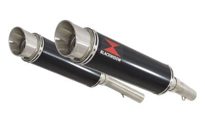 SL1000 Falco 99-05 Exhaust Silencers 360mm Round GP Style Black Stainless