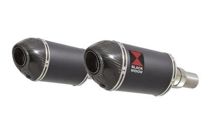 Speed Triple 1050 S R 2011-2015 Twin Exhaust Silencer Kit 200mm Oval Black Stainless Carbon Tip