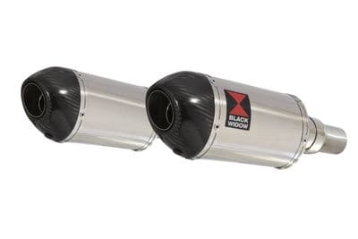 Speed Triple 1050 S R 2011-2015 Twin Exhaust Silencer Kit 200mm Oval Stainless Carbon Tip
