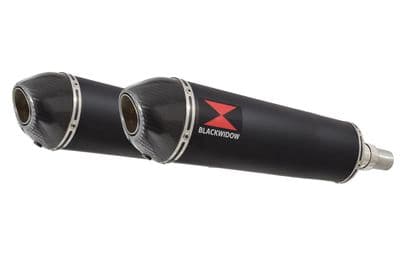 Speed Triple 1050 S R 2011-2015 Twin Exhaust Silencer Kit 400mm Oval Black Stainless Carbon Tip
