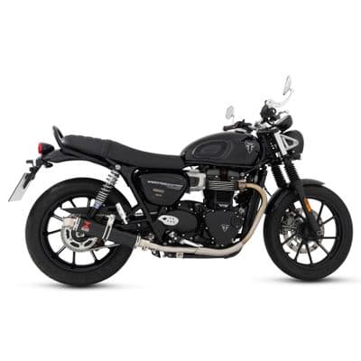Street Twin 900 2021 - 2025 Exhaust Collector & Silencers 350 mm Round Black Stainless Steel