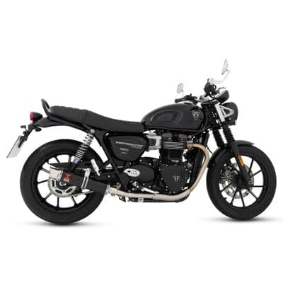 Street Twin 900 2021 - 2025 Exhaust Collector & Silencers 350 mm Round GP Black Stainless Steel