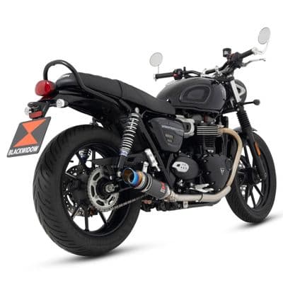 Street Twin 900 2021 - 2025 Exhaust Silencers 230 mm Round GP Carbon Blue Tip