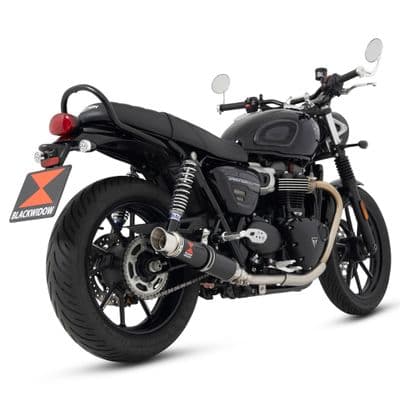 Street Twin 900 2021 - 2025 Exhaust Silencers 350 mm Round GP Black Stainless Steel