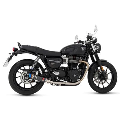 Street Twin 900 21- 25 Exhaust Collector & Silencers 230 mm Round GP  Carbon Blue Tip