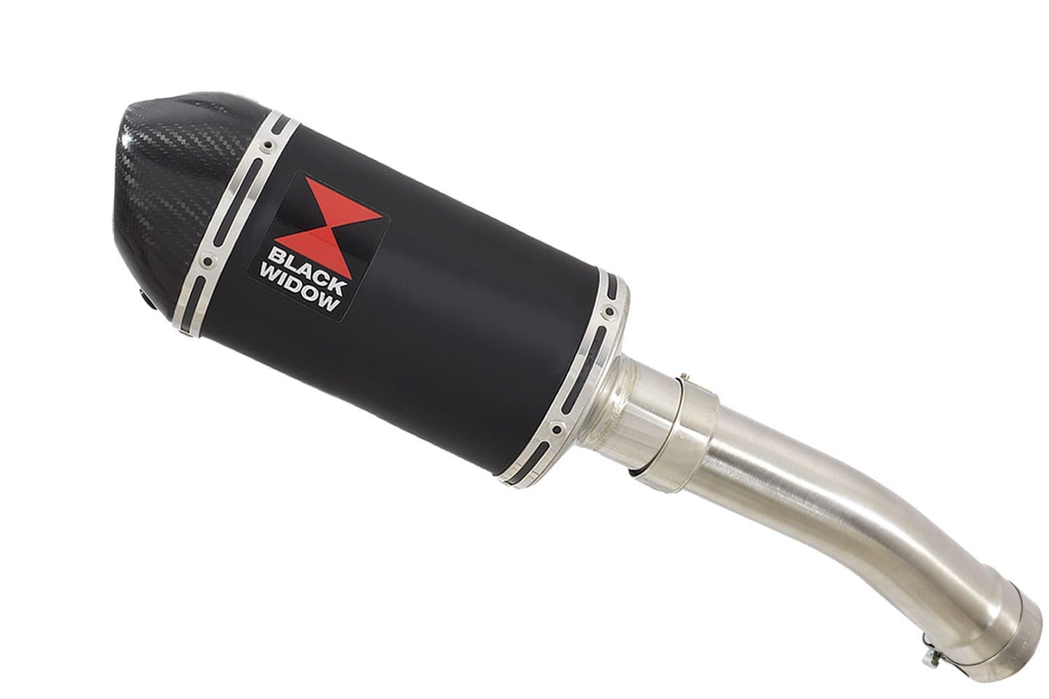 SV650 2003-2015 Link Pipe and 200mm Oval Black Stainless Carbon