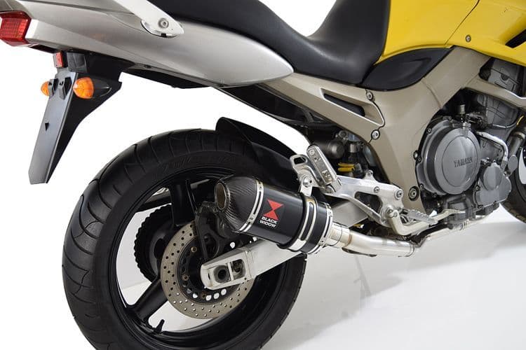 TDM 900 2-2 Exhaust Silencer Kit 200mm Oval Black Stainless Carbon