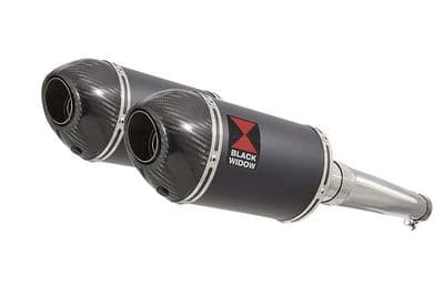 TDM 900 2-2 Exhaust Silencer Kit 200mm Oval Black Stainless Carbon Tips