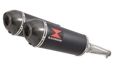 TDM 900 2-2 Exhaust Silencer Kit 300mm Oval Black Stainless Carbon Tips