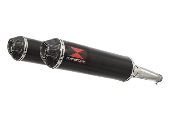 TDM 900 2-2 Exhaust Silencer Kit 370mm Round Black Stainless Carbon Tip