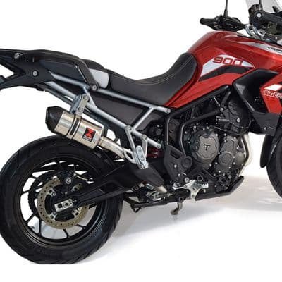 Tiger 850 2020 - 2023 De Cat Exhaust System 200mm Oval Stainless Carbon Tip Silencer