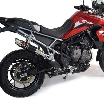 Tiger 850 2020 - 2023 De Cat Exhaust System 230mm GP Round Black Stainless Silencer