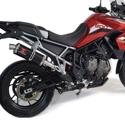 Tiger 850 2020 - 2023 De Cat Exhaust System 300mm Oval Black Stainless Silencer