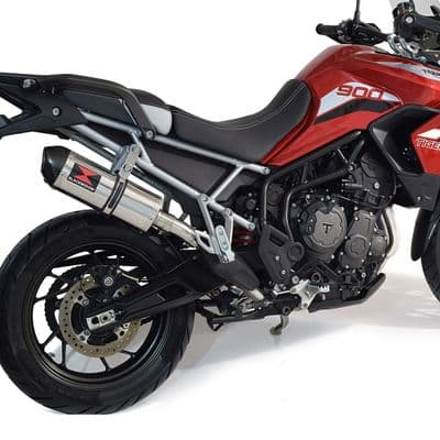 Tiger 850 2020 - 2023 De Cat Exhaust System 300mm Oval Stainless Carbon Tip Silencer