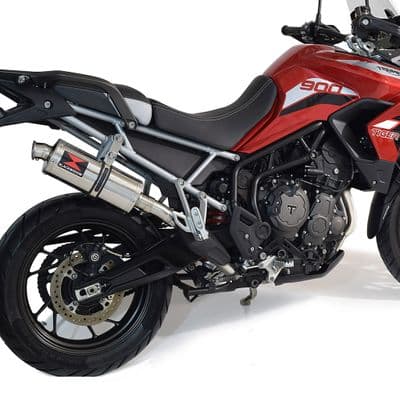 Tiger 850 2020 - 2023 De Cat Exhaust System 300mm Oval Stainless Silencer