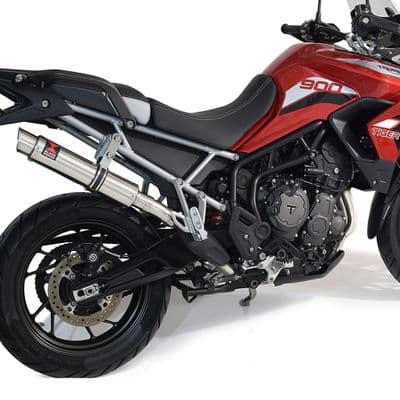 Tiger 850 2020 - 2023 De Cat Exhaust System 350mm GP Round Stainless Silencer