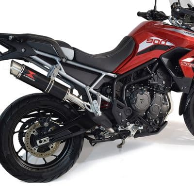 Tiger 850 2020 - 2023 De Cat Exhaust System 360mm GP Round Black Stainless Silencer