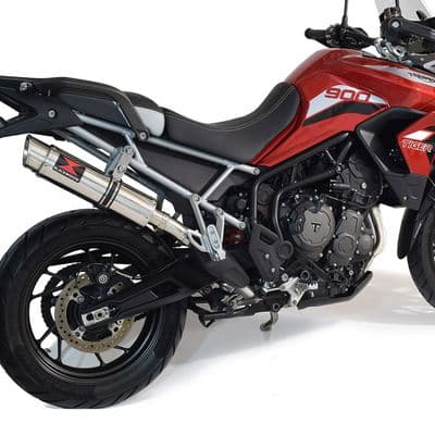 Tiger 850 2020 - 2023 De Cat Exhaust System 360mm GP Round Stainless Silencer