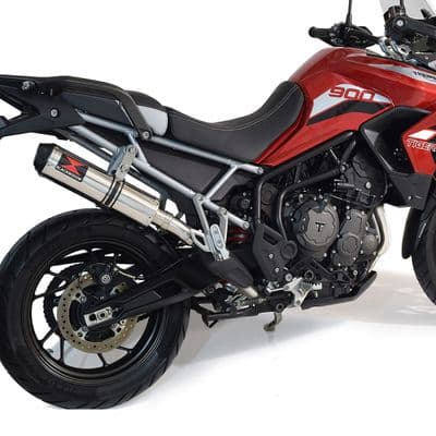 Tiger 850 2020 - 2023 De Cat Exhaust System 370mm Round Stainless Carbon Tip Silencer