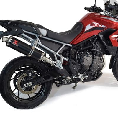 Tiger 850 2020 - 2023 De Cat Exhaust System 400mm Oval Black Stainless Silencer