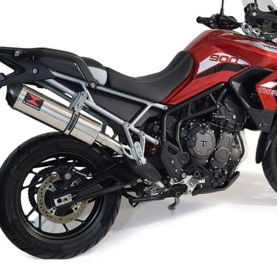 Tiger 850 2020 - 2023 De Cat Exhaust System 400mm Oval Stainless Carbon Tip Silencer