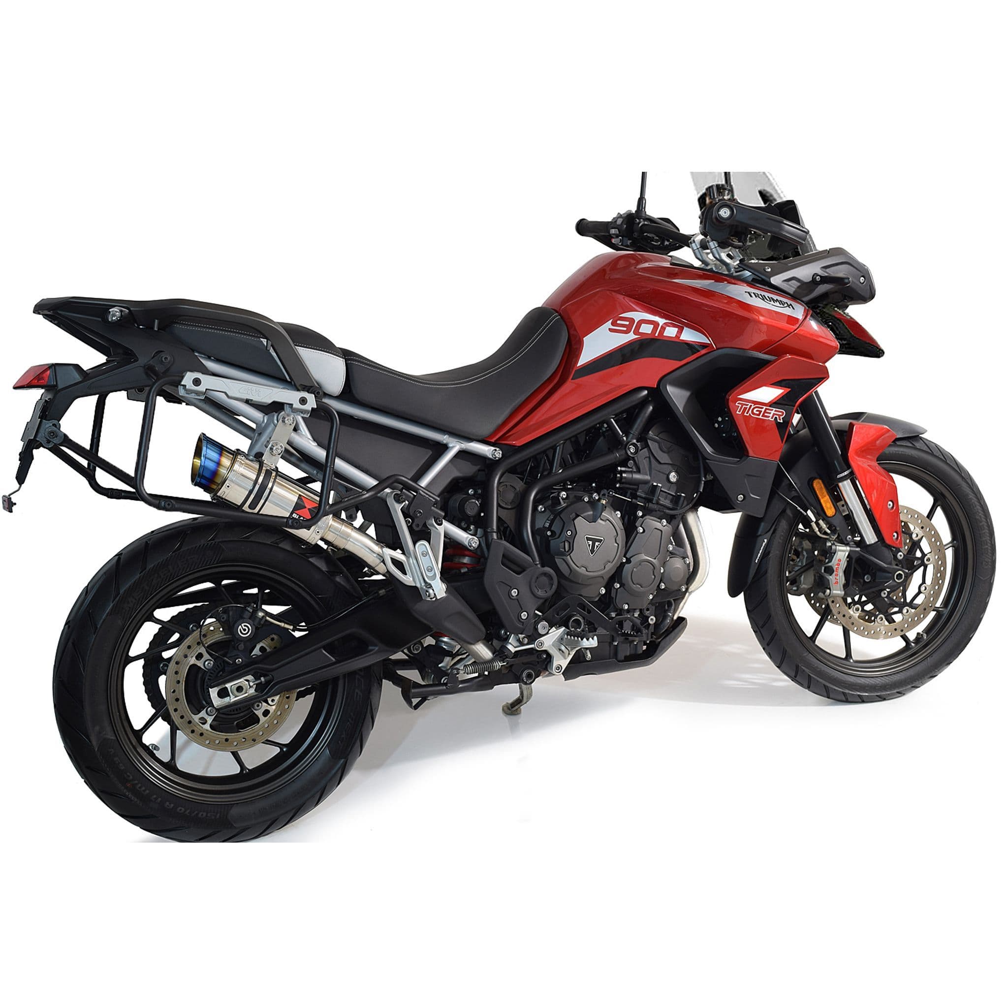 Tiger 900 2020 - 2023 De Cat Exhaust System 200mm Round Blue Tip