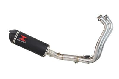 Tracer 700 2014 - 2019 De-Cat Exhaust System 300mm Oval Black Stainless Carbon Tip Silencer