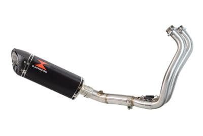 Tracer 700 2014- 2019 De-Cat Exhaust System 300mm Tri Oval Black Stainless Carbon Tip Silencer